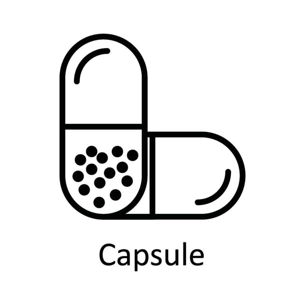 cápsula vector contorno icono diseño ilustración. médico y salud símbolo en blanco antecedentes eps 10 archivo