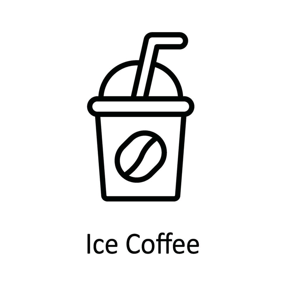 Ice Coffee Vector outline Icon Design illustration. Food and Drinks Symbol on White background EPS 10 File