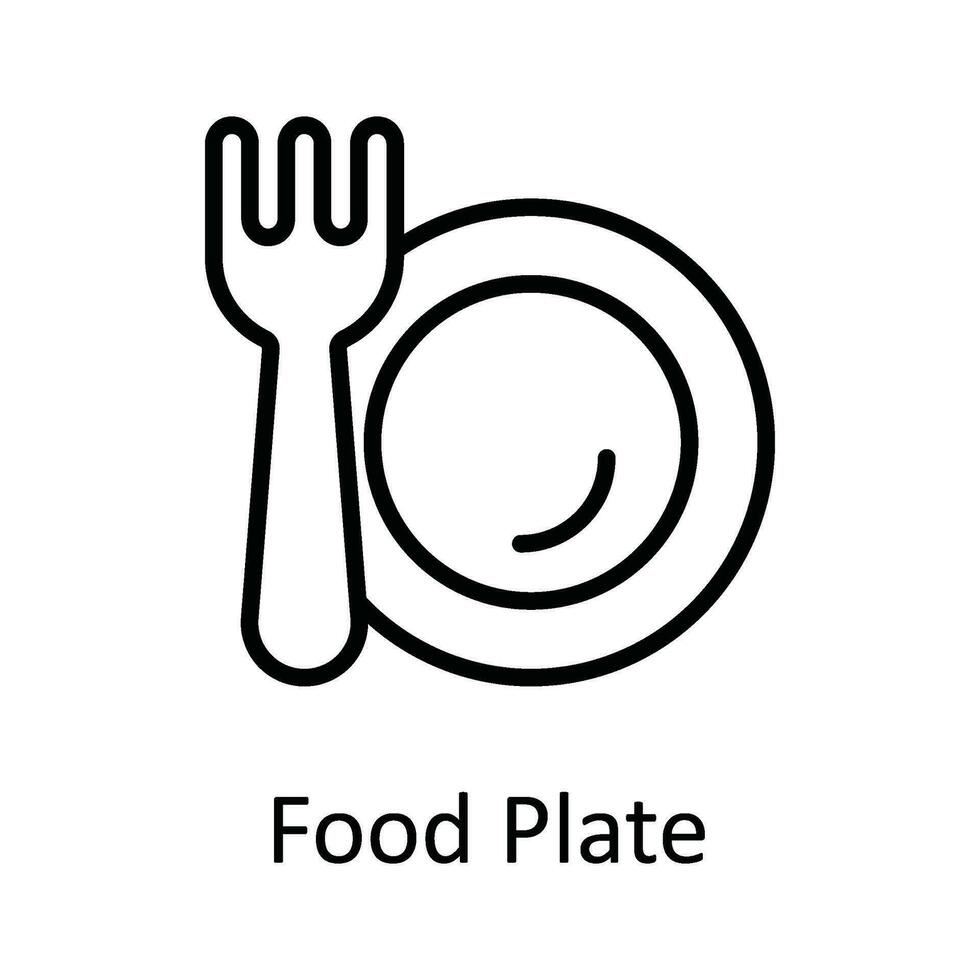 Food Plate Vector outline Icon Design illustration. Food and Drinks Symbol on White background EPS 10 File