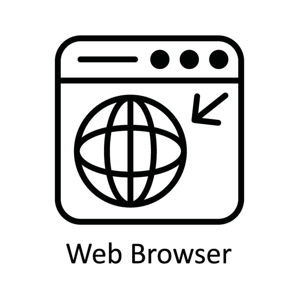 Web Browser Vector  outline Icon Design illustration. User interface Symbol on White background EPS 10 File