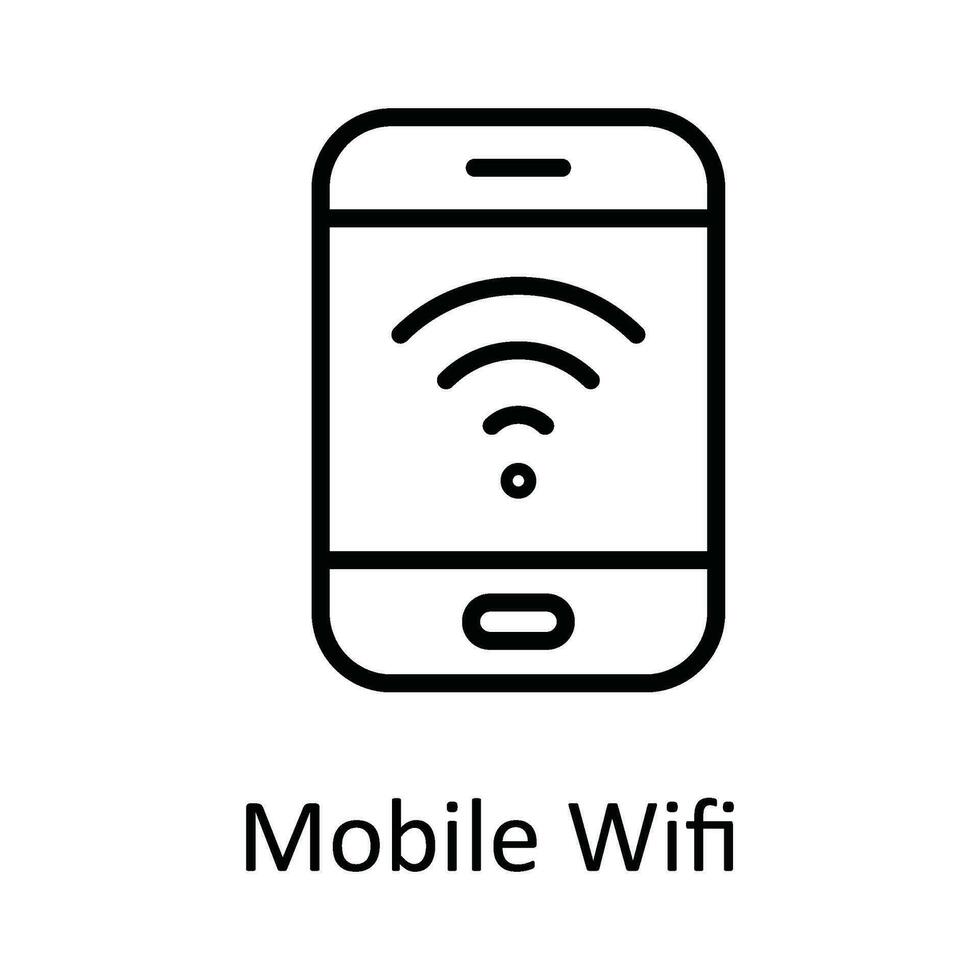 Mobile Wifi Vector  outline Icon Design illustration. Online streaming Symbol on White background EPS 10 File