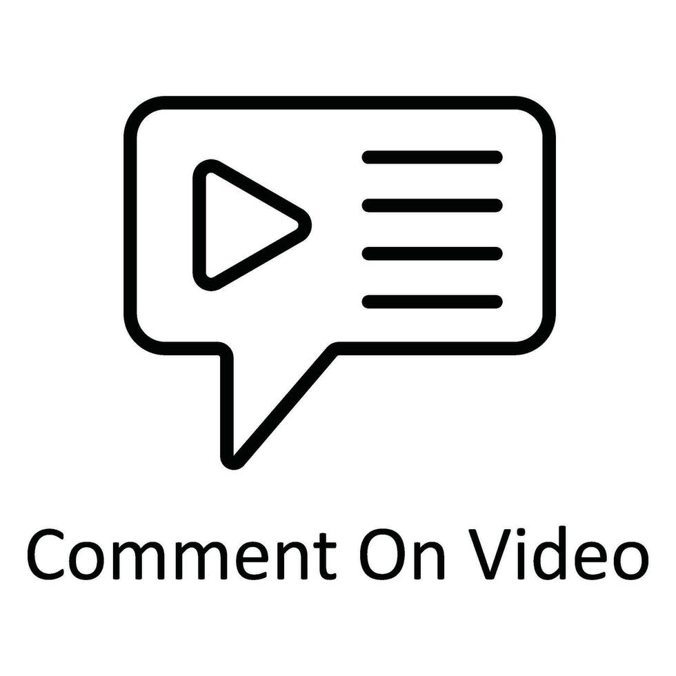 Comment On Video Vector  outline Icon Design illustration. Online streaming Symbol on White background EPS 10 File