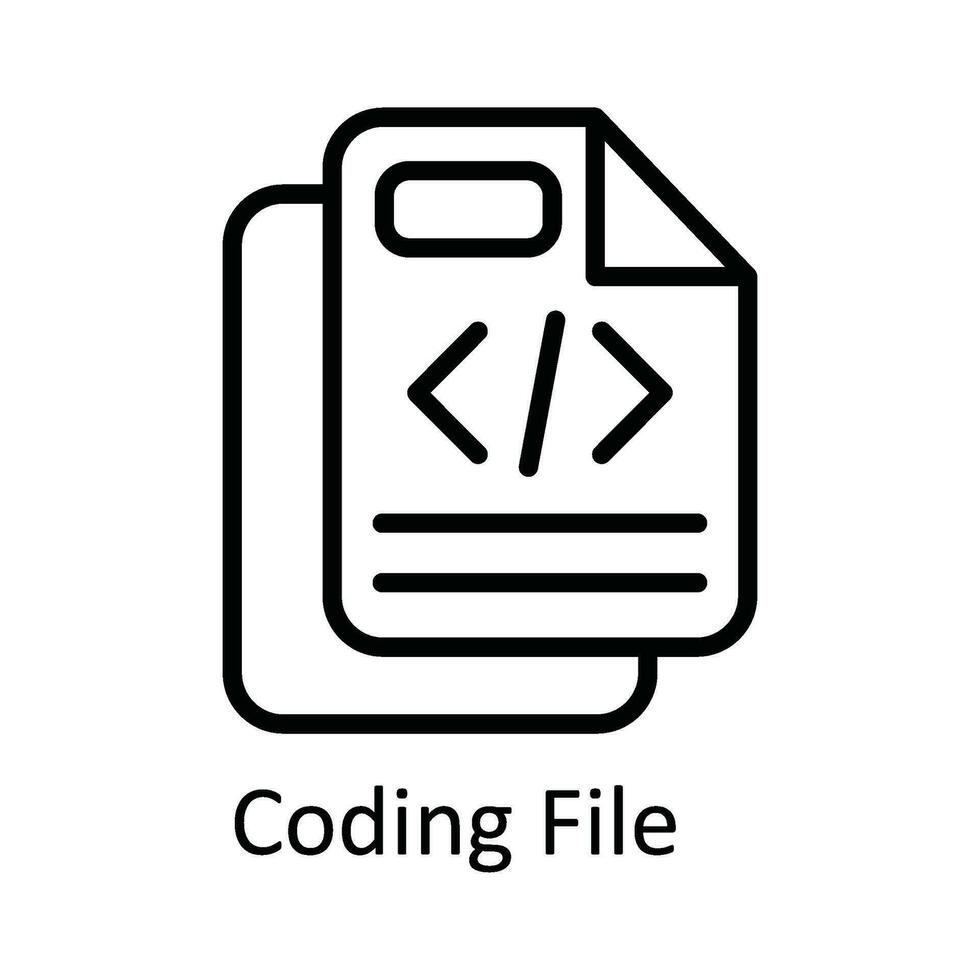 Coding File Vector  outline Icon Design illustration. User interface Symbol on White background EPS 10 File