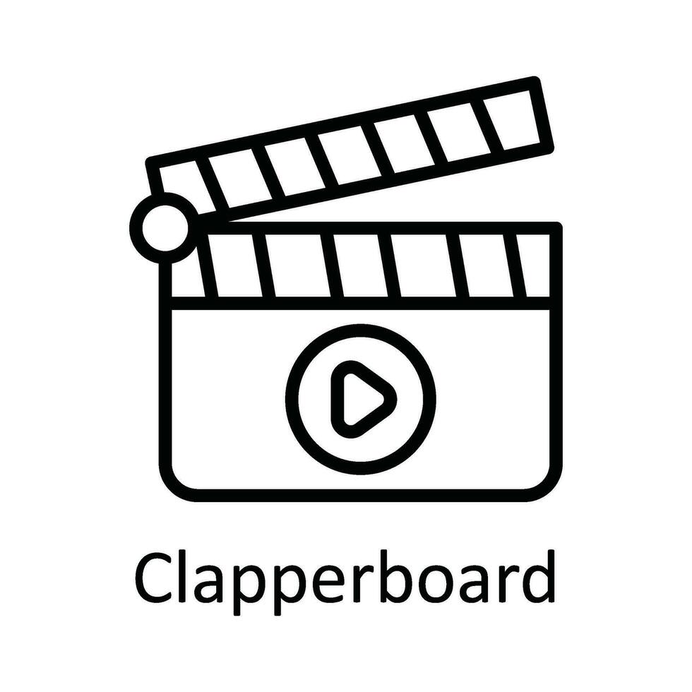 Clapperboard Vector   outline Icon Design illustration. Multimedia Symbol on White background EPS 10 File