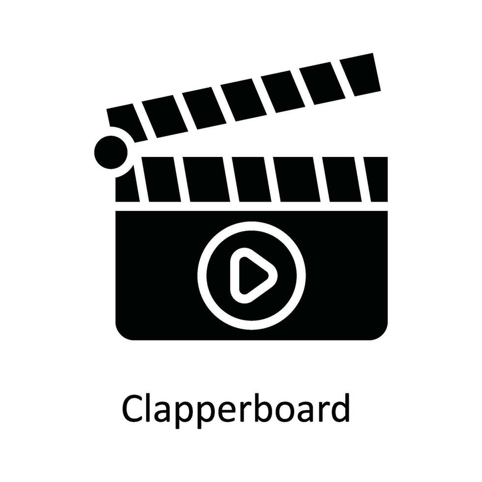 Clapperboard Vector   solid Icon Design illustration. Multimedia Symbol on White background EPS 10 File