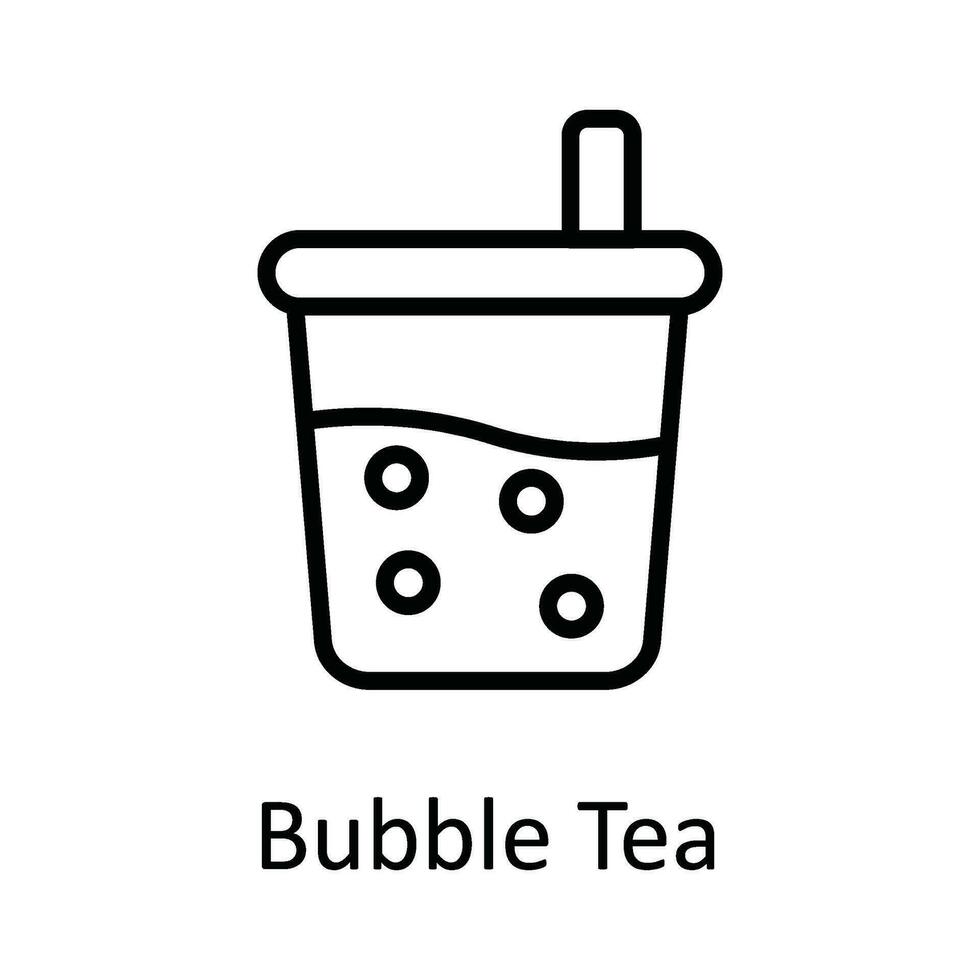 Bubble Tea Vector outline Icon Design illustration. Food and Drinks Symbol on White background EPS 10 File