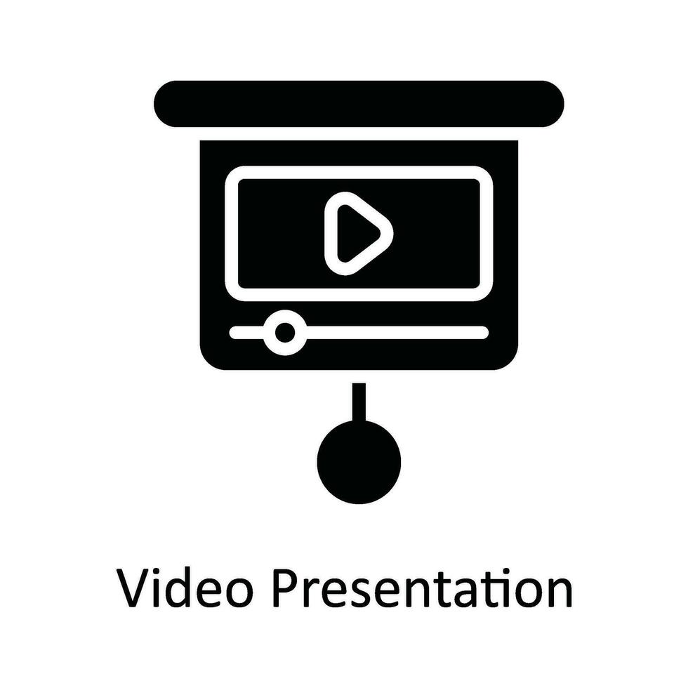 Video Presentation  Vector   solid Icon Design illustration. Multimedia Symbol on White background EPS 10 File