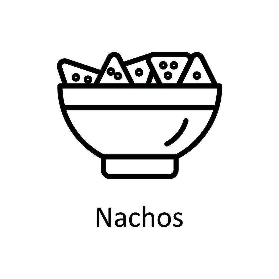 nachos vector contorno icono diseño ilustración. comida y bebidas símbolo en blanco antecedentes eps 10 archivo