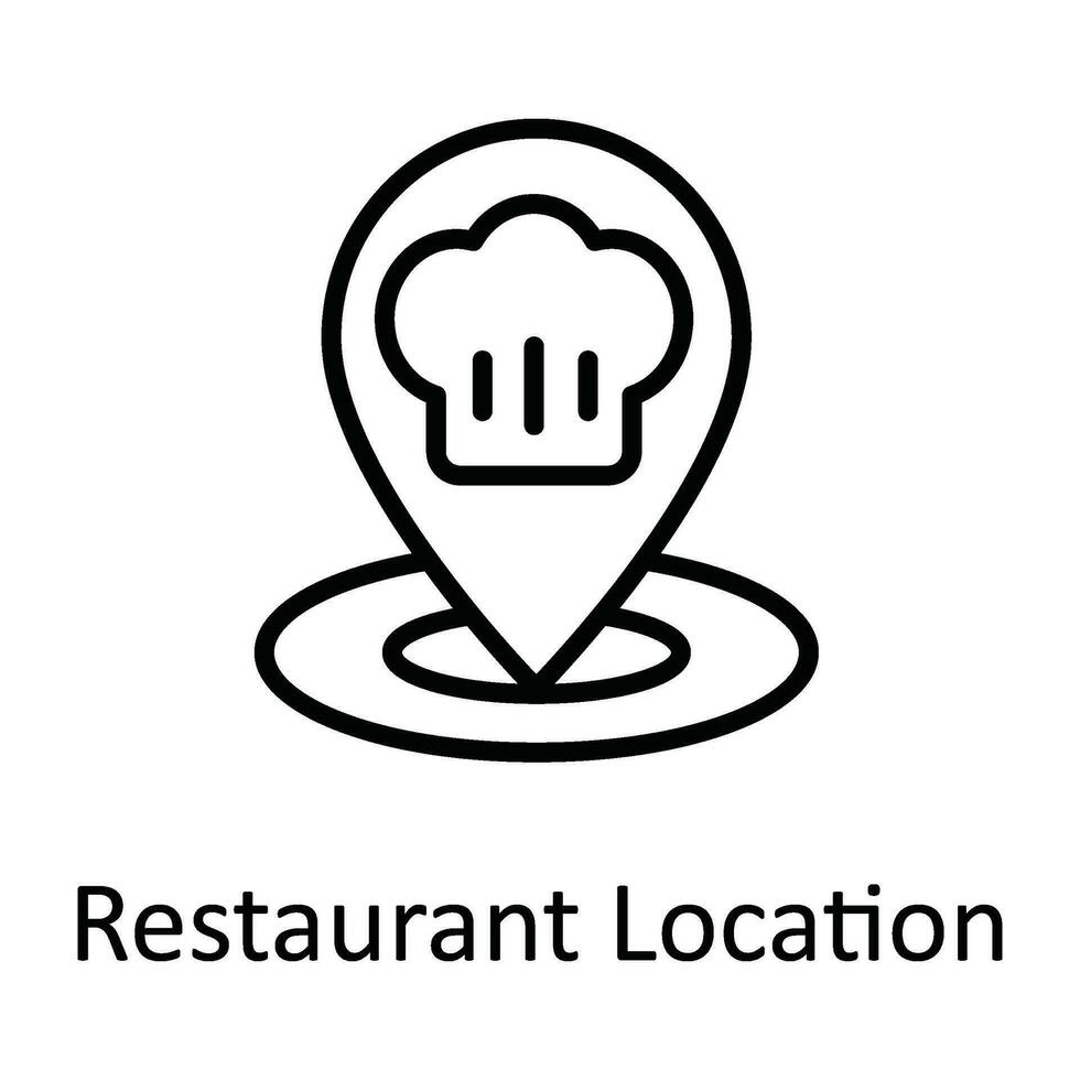restaurante ubicación vector contorno icono diseño ilustración. comida y bebidas símbolo en blanco antecedentes eps 10 archivo