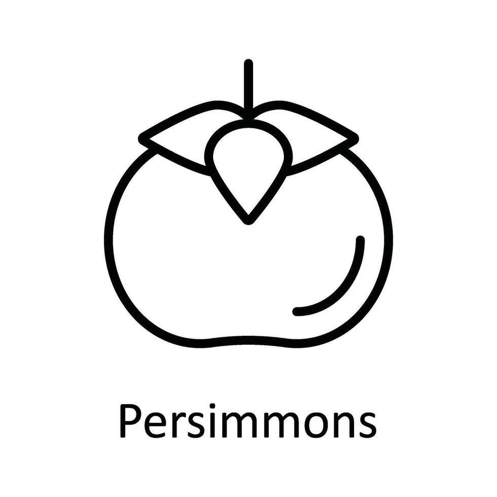 Persimmons Vector outline Icon Design illustration. Food and Drinks Symbol on White background EPS 10 File