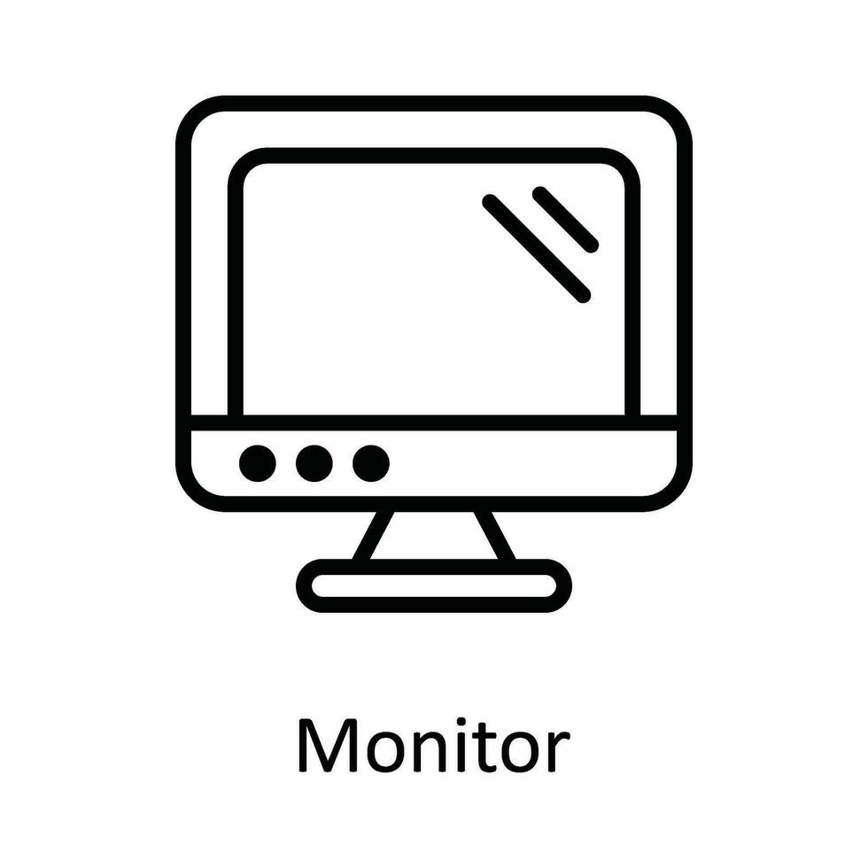 Monitor Vector  outline Icon Design illustration. User interface Symbol on White background EPS 10 File