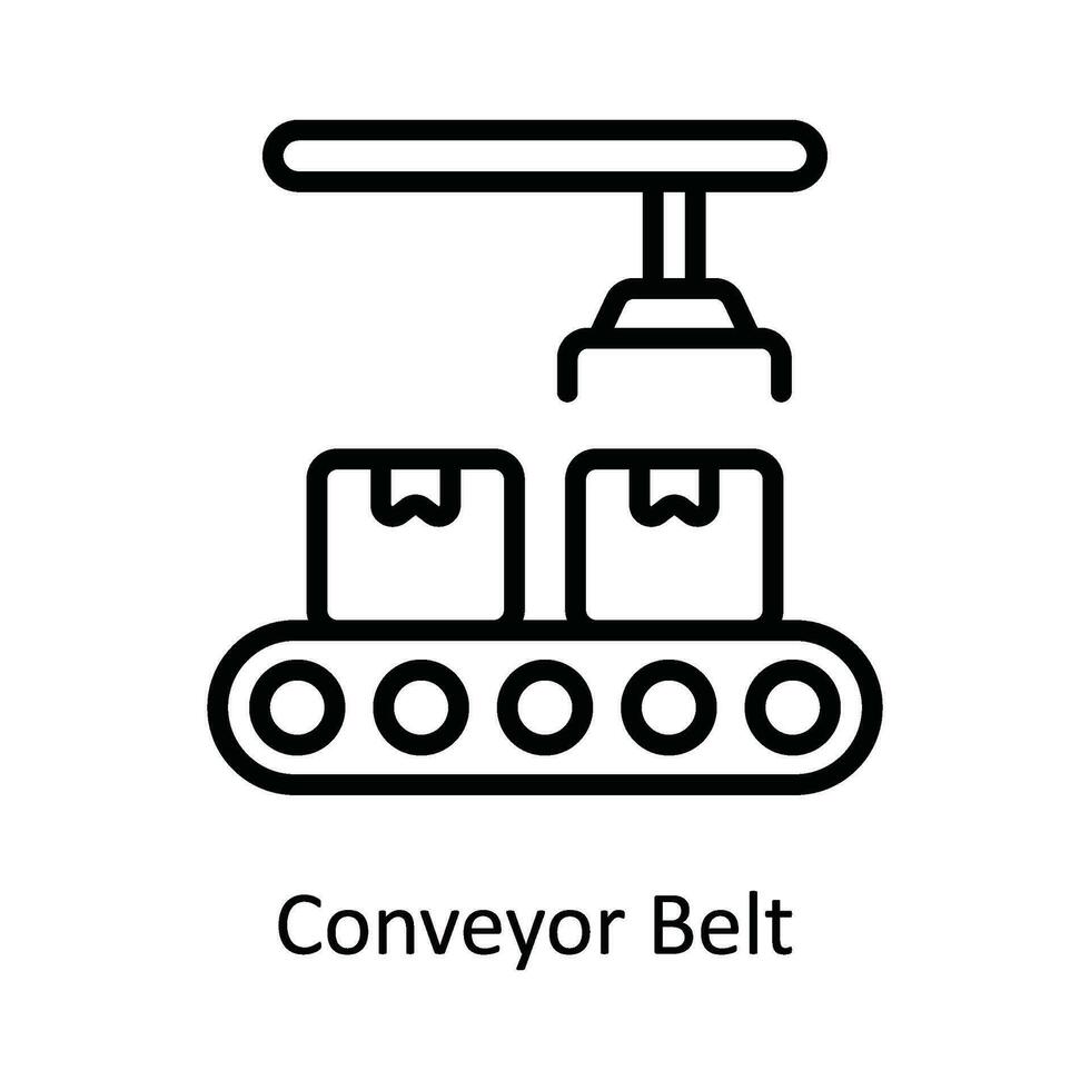 Conveyor Belt  Vector   outline Icon Design illustration. Shipping and delivery Symbol on White background EPS 10 File