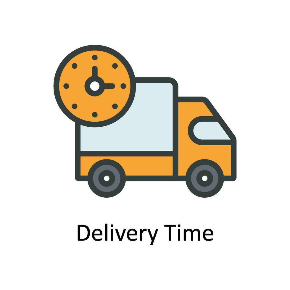 Delivery Time Vector  Fill outline Icon Design illustration. Shipping and delivery Symbol on White background EPS 10 File