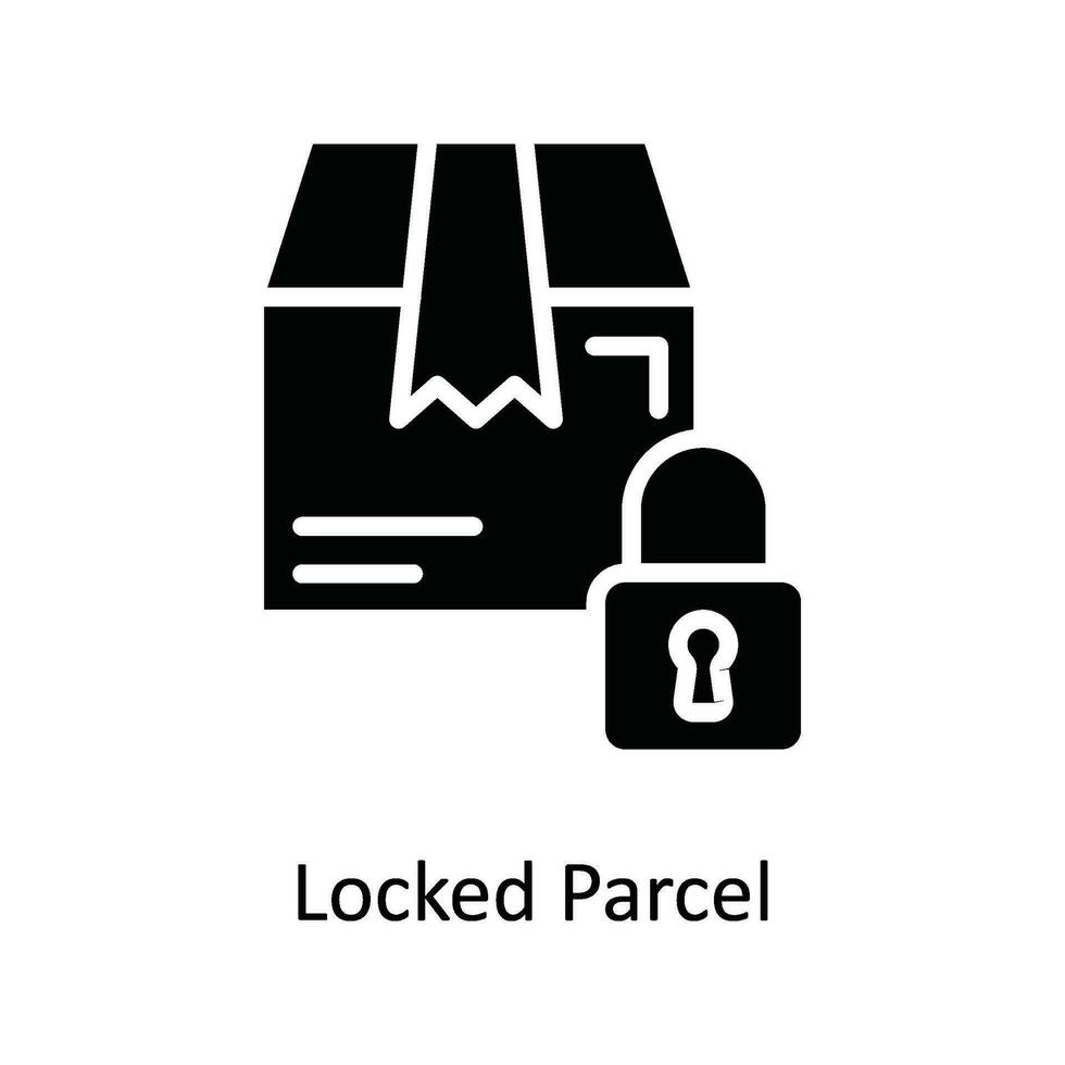 Locked Parcel Vector   Solid Icon Design illustration. Shipping and delivery Symbol on White background EPS 10 File