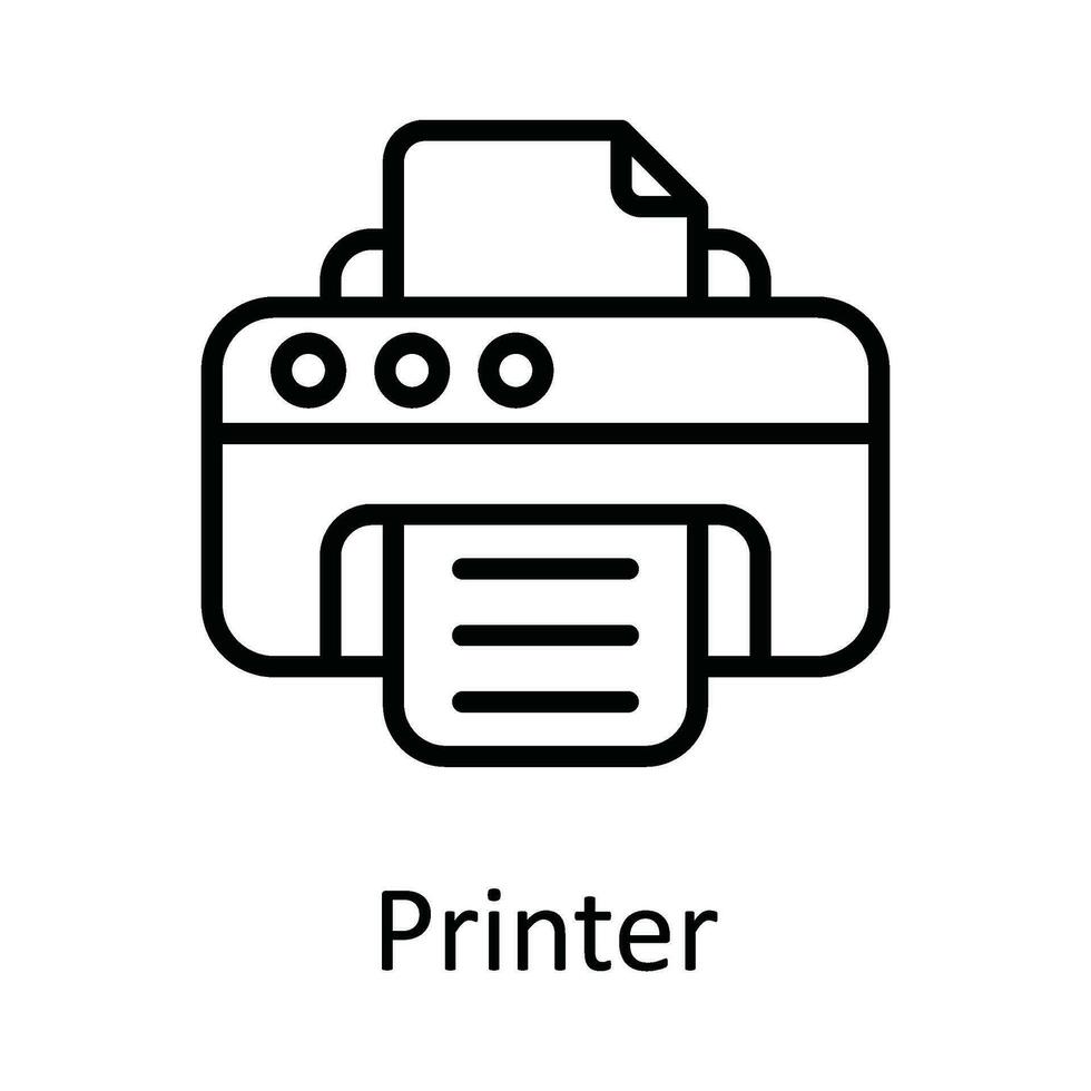 impresora vector contorno icono diseño ilustración. multimedia símbolo en blanco antecedentes eps 10 archivo