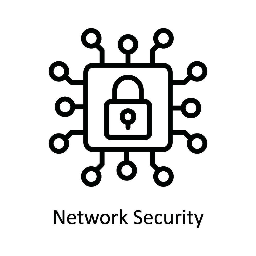 Network Security  Vector  outline Icon Design illustration. Network and communication Symbol on White background EPS 10 File