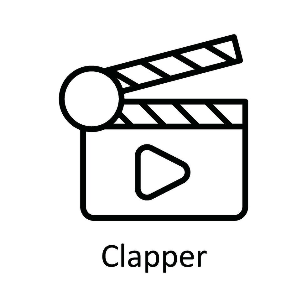 Clapper Vector  outline Icon Design illustration. Online streaming Symbol on White background EPS 10 File