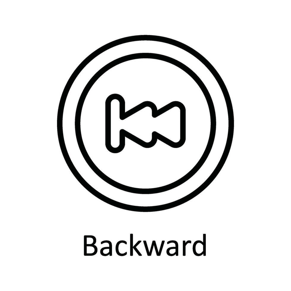 Backward Vector  outline Icon Design illustration. Online streaming Symbol on White background EPS 10 File