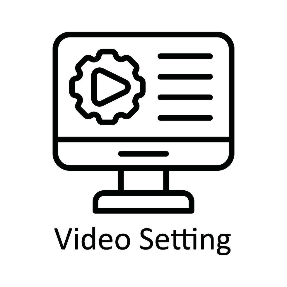 vídeo ajuste vector contorno icono diseño ilustración. en línea transmisión símbolo en blanco antecedentes eps 10 archivo