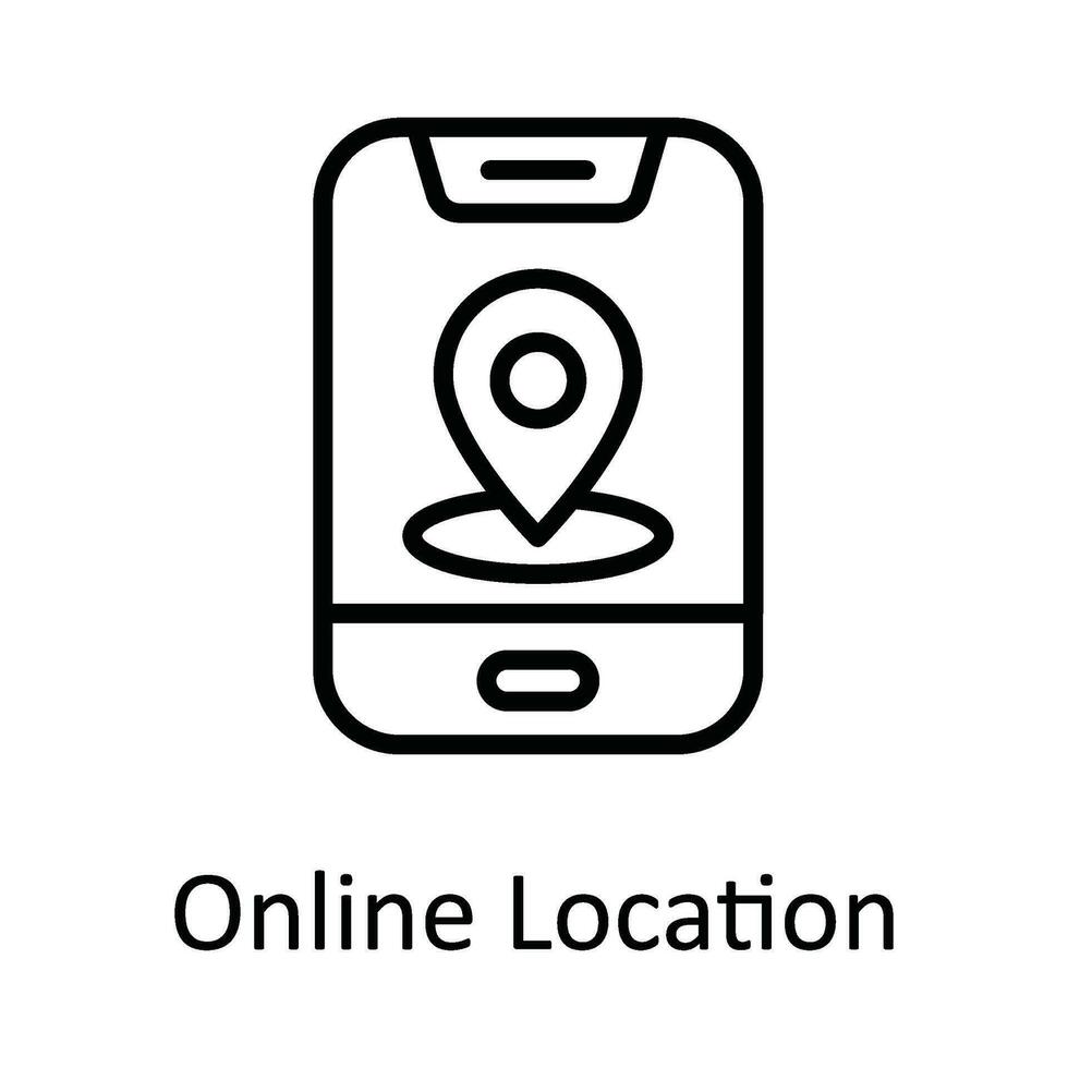 Online Location Vector  outline Icon Design illustration. Online streaming Symbol on White background EPS 10 File