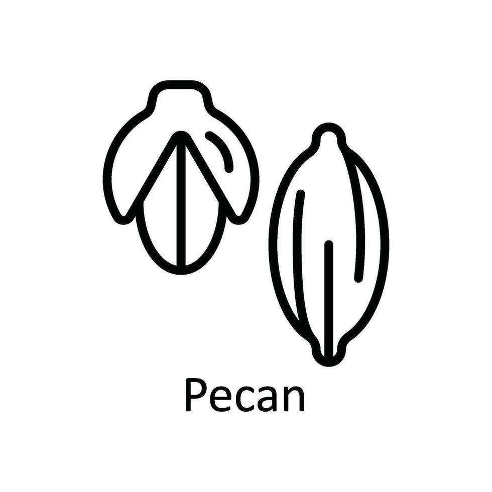Pecan Vector outline Icon Design illustration. Food and Drinks Symbol on White background EPS 10 File