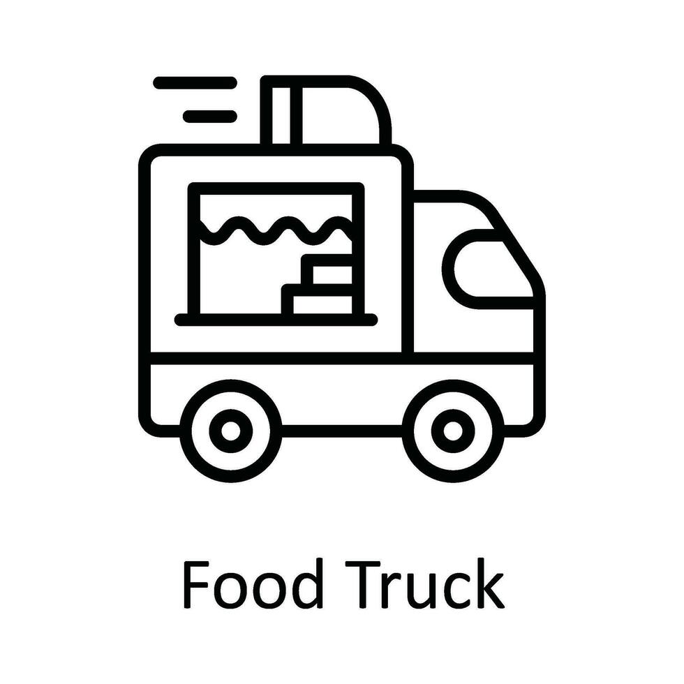 Food Truck Vector outline Icon Design illustration. Food and drinks Symbol on White background EPS 10 File