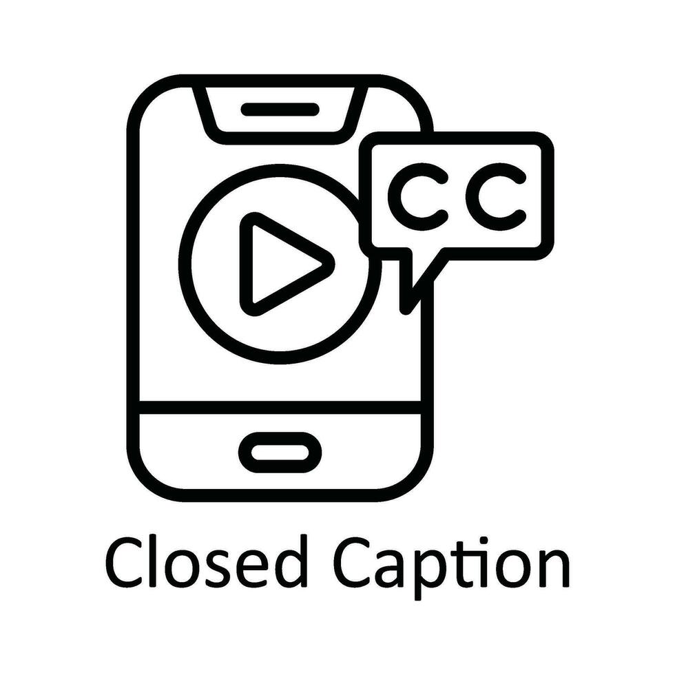 Closed Caption Vector  outline Icon Design illustration. Online streaming Symbol on White background EPS 10 File