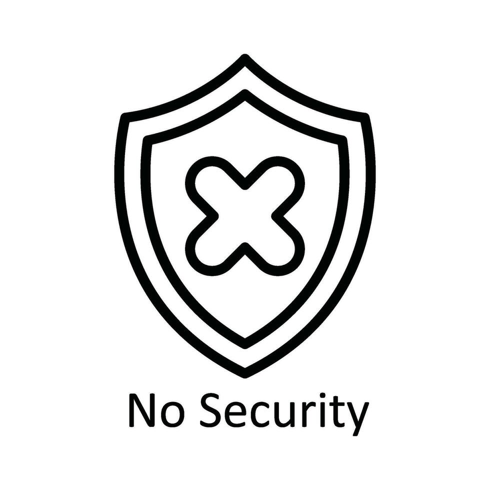 No Security Vector  outline Icon Design illustration. User interface Symbol on White background EPS 10 File