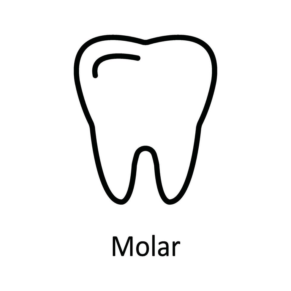 molar vector contorno icono diseño ilustración. médico y salud símbolo en blanco antecedentes eps 10 archivo