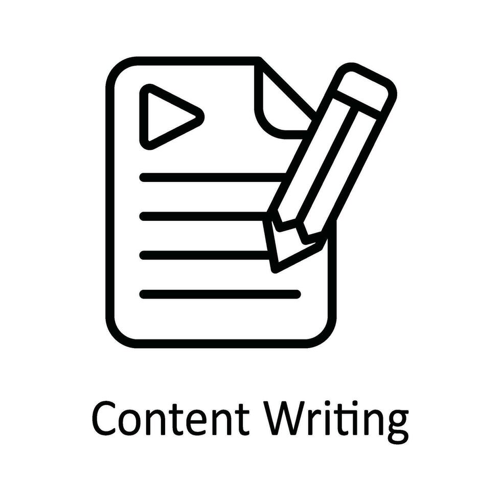 Content Writing Vector  outline Icon Design illustration. Online streaming Symbol on White background EPS 10 File