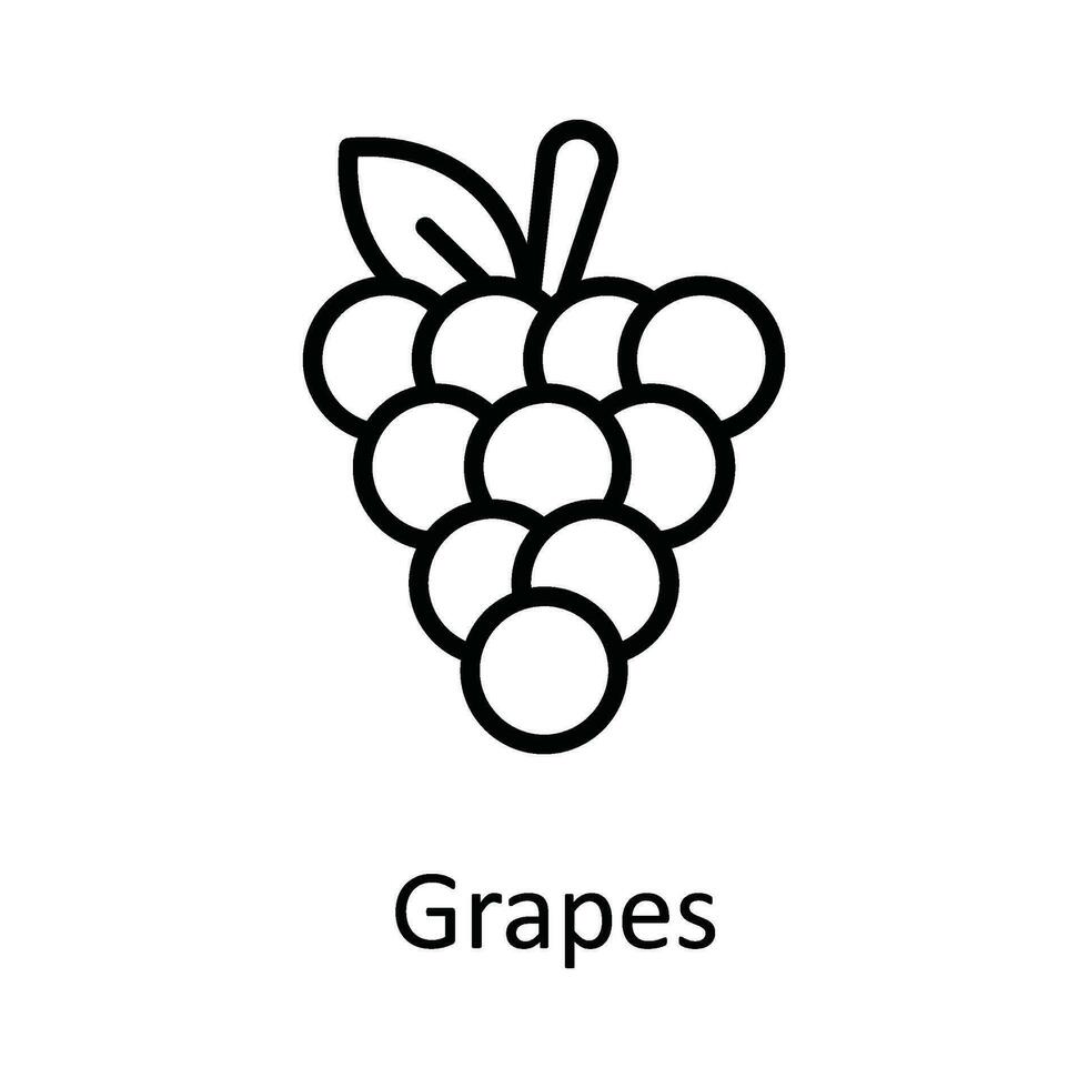 Grapes Vector outline Icon Design illustration. Food and drinks Symbol on White background EPS 10 File