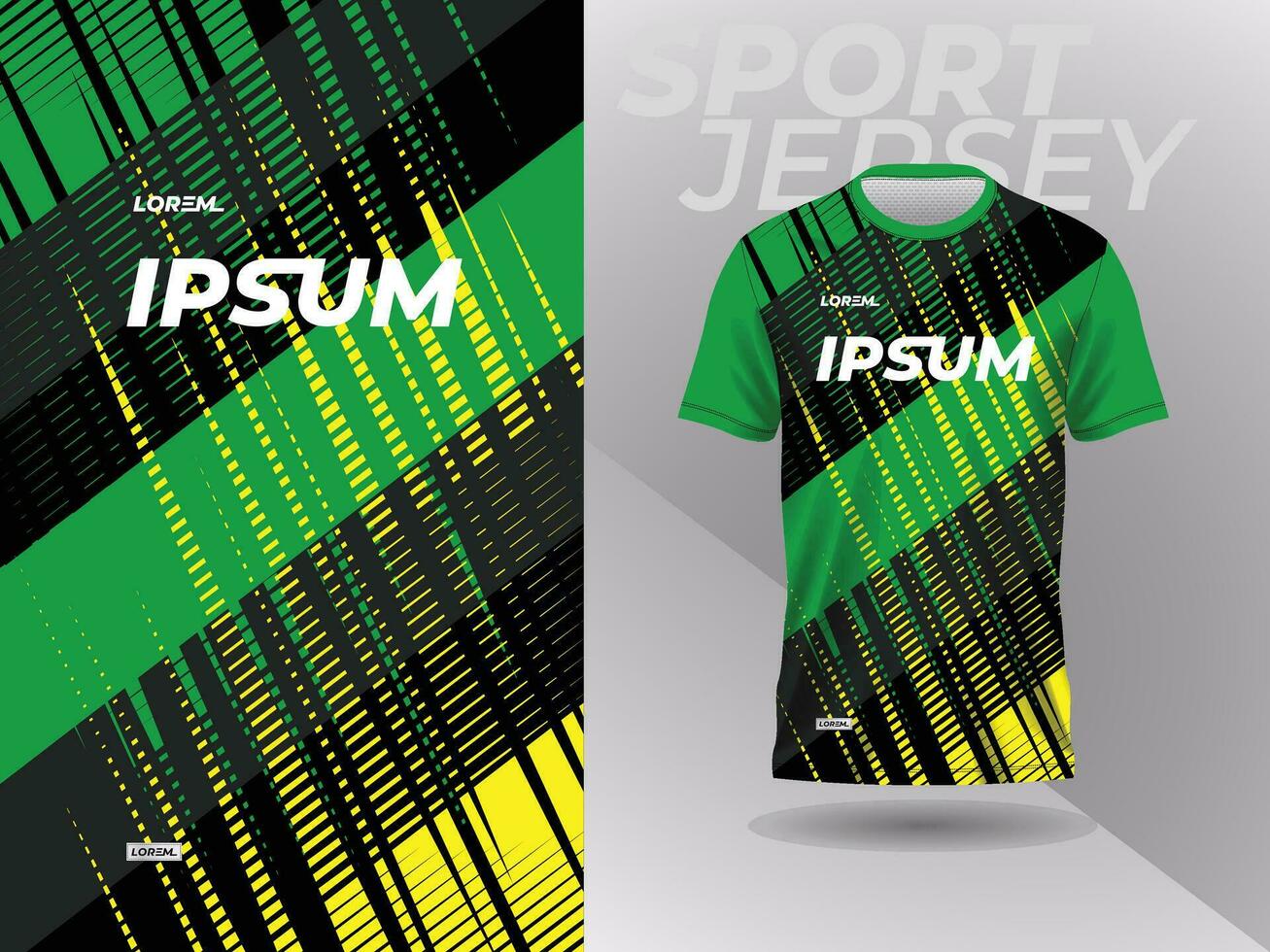 green yellow shirt sport jersey mockup template design for soccer, football, racing, gaming, motocross, cycling, and running vector