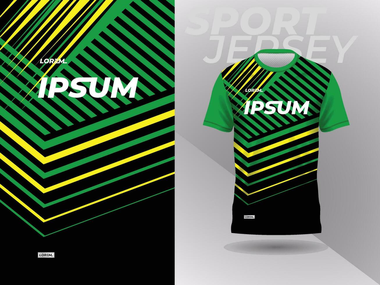 green yellow shirt sport jersey mockup template design for soccer, football, racing, gaming, motocross, cycling, and running vector