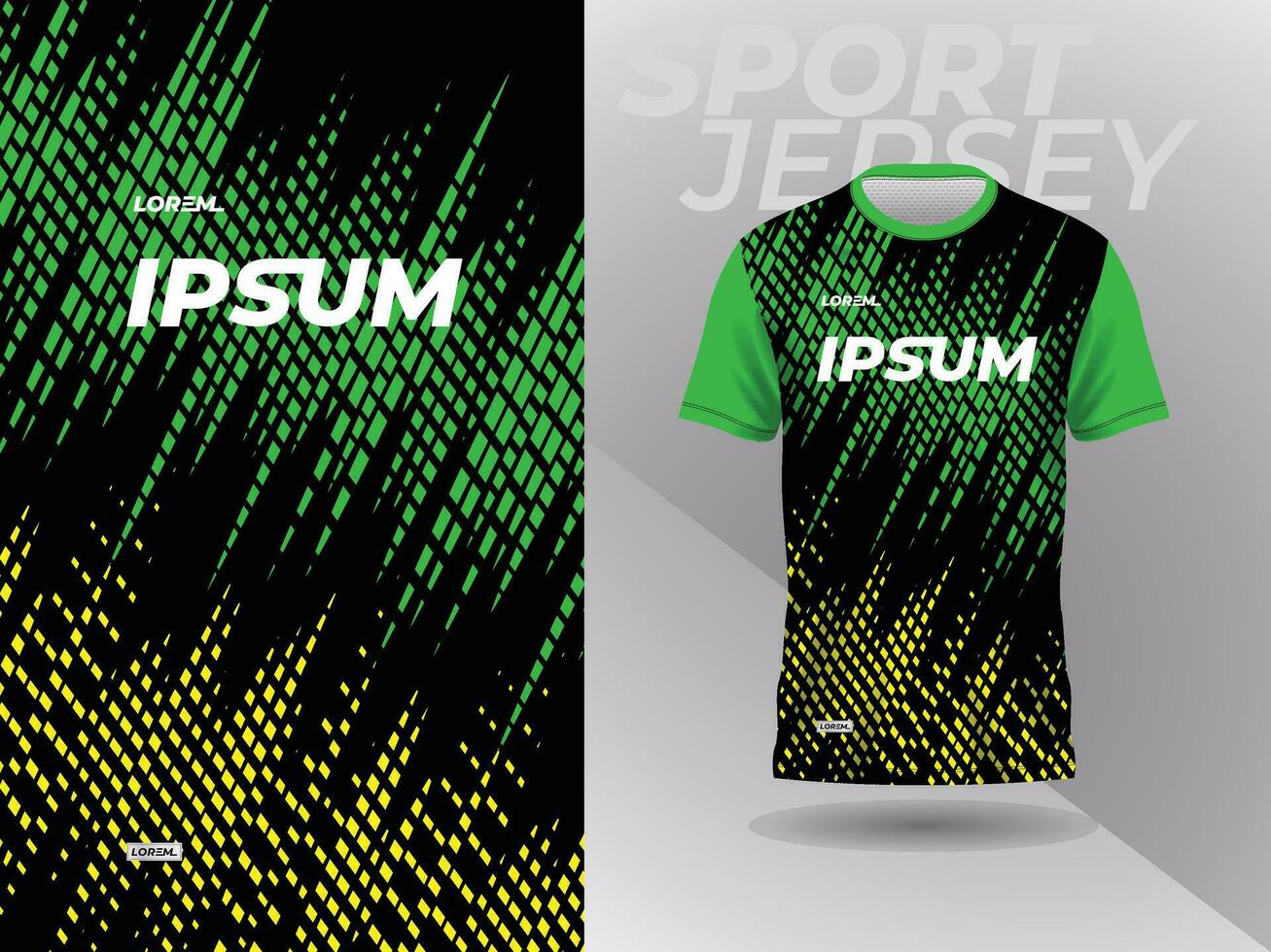 green yellow shirt sport jersey mockup template design for soccer, football, racing, gaming, motocross, cycling, and running vector