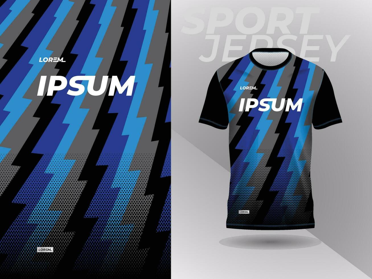 blue black shirt sport jersey mockup template design for soccer, football, racing, gaming, motocross, cycling, and running vector