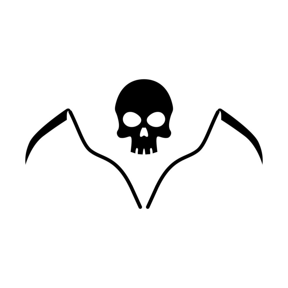 skull with scythe symbol vector illustration. reaper icon