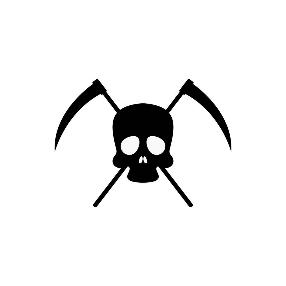 skull with scythe symbol vector illustration. reaper icon
