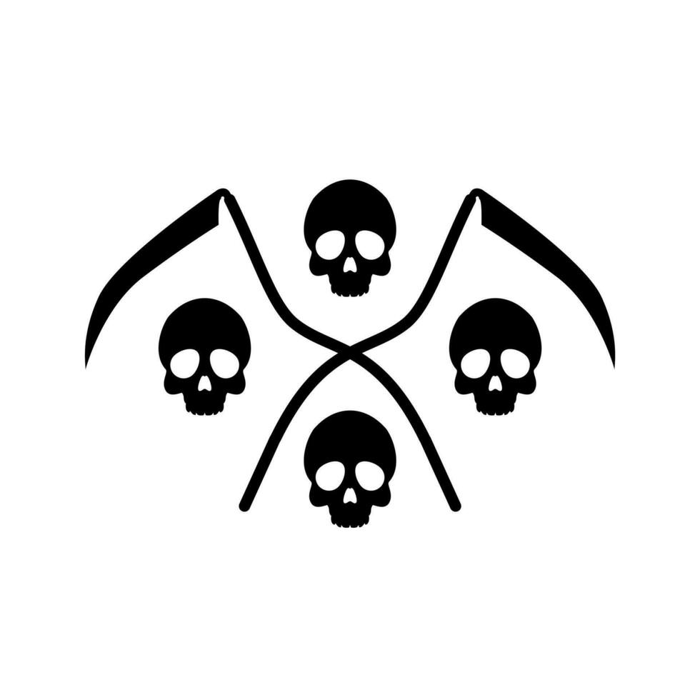 skull with scythe symbol vector illustration. reaper icon