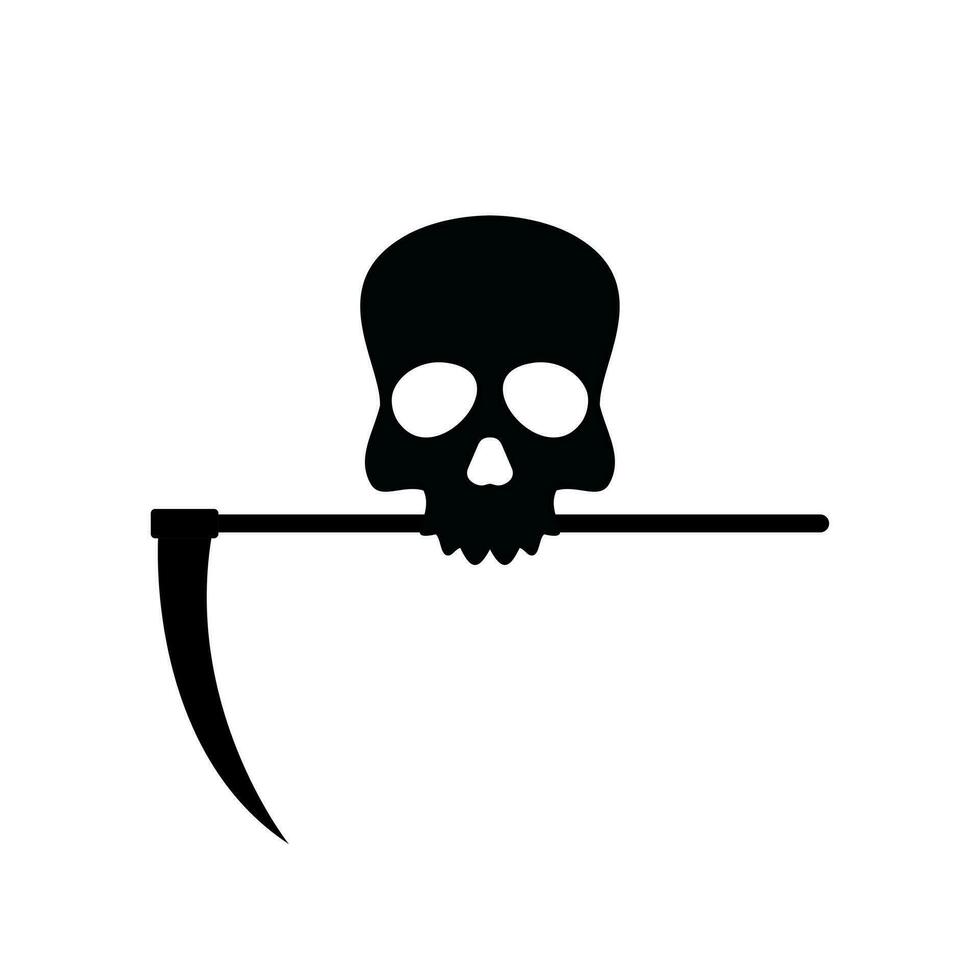 skull with scythe symbol vector illustration. reaper icon