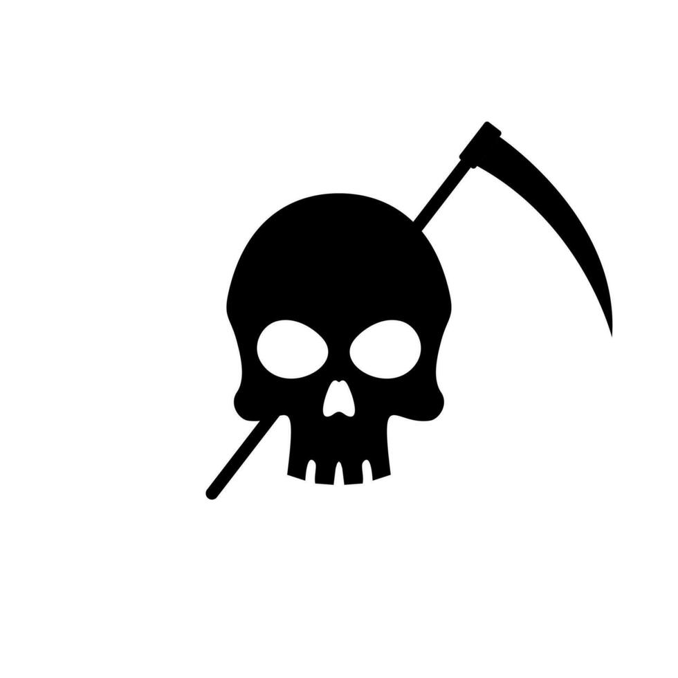 skull with scythe symbol vector illustration. reaper icon