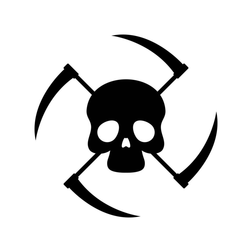 skull with scythe symbol vector illustration. reaper icon