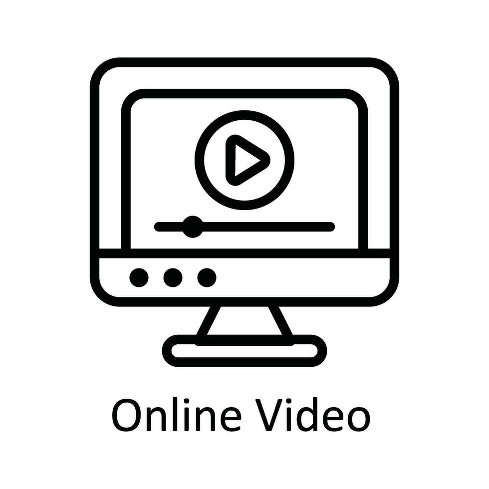 Online Video Vector  outline Icon Design illustration. User interface Symbol on White background EPS 10 File