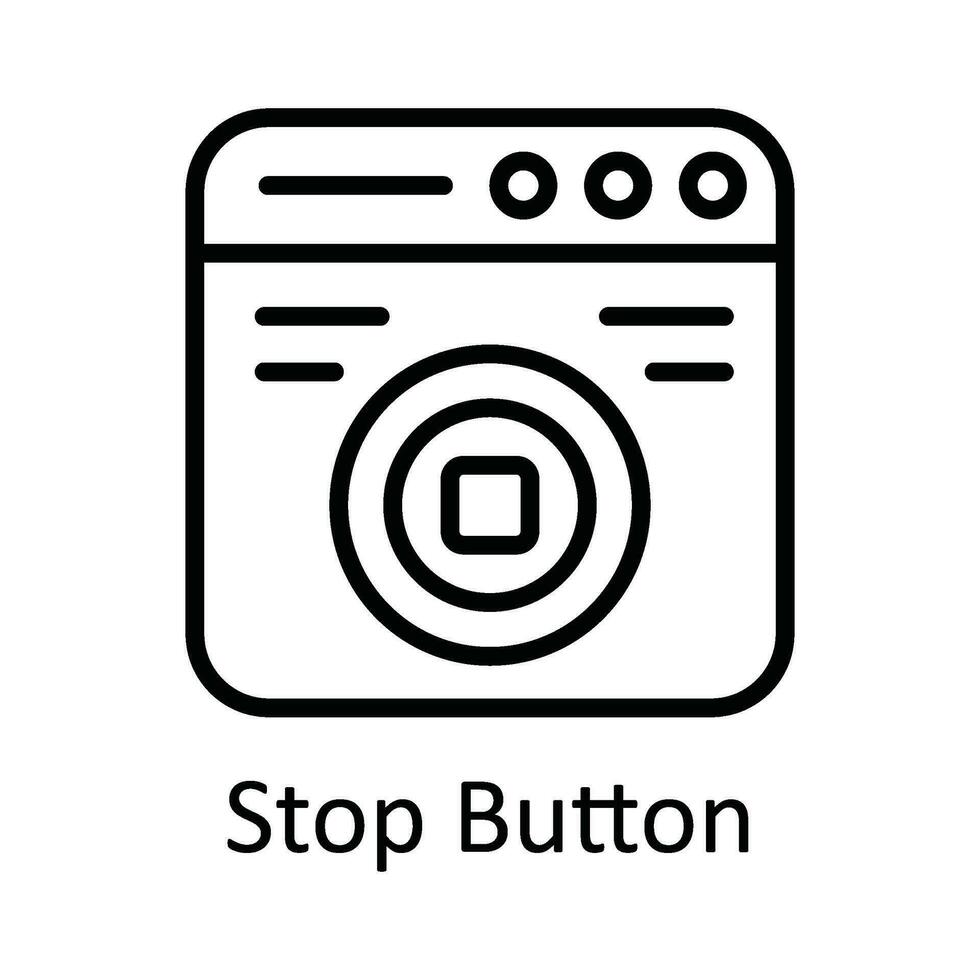 Stop Button Vector  outline Icon Design illustration. Online streaming Symbol on White background EPS 10 File