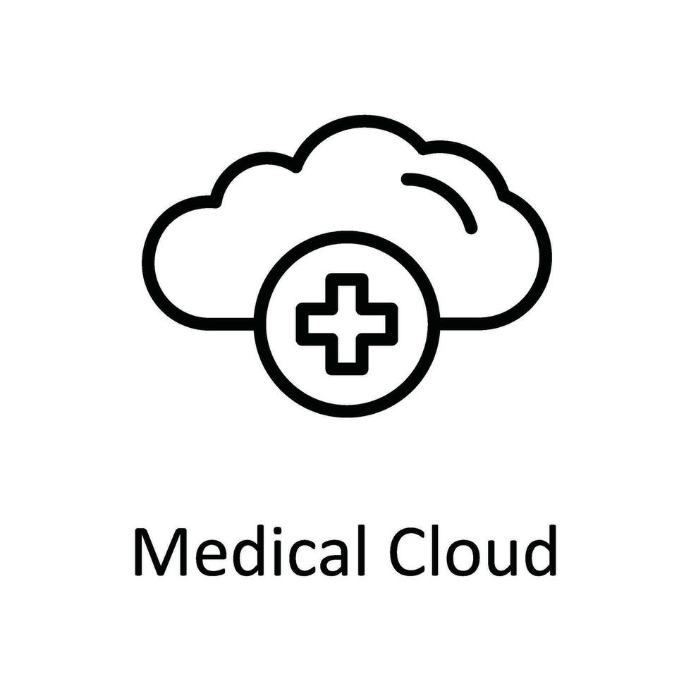 Medical Cloud Vector  outline Icon Design illustration. Medical and Health Symbol on White background EPS 10 File