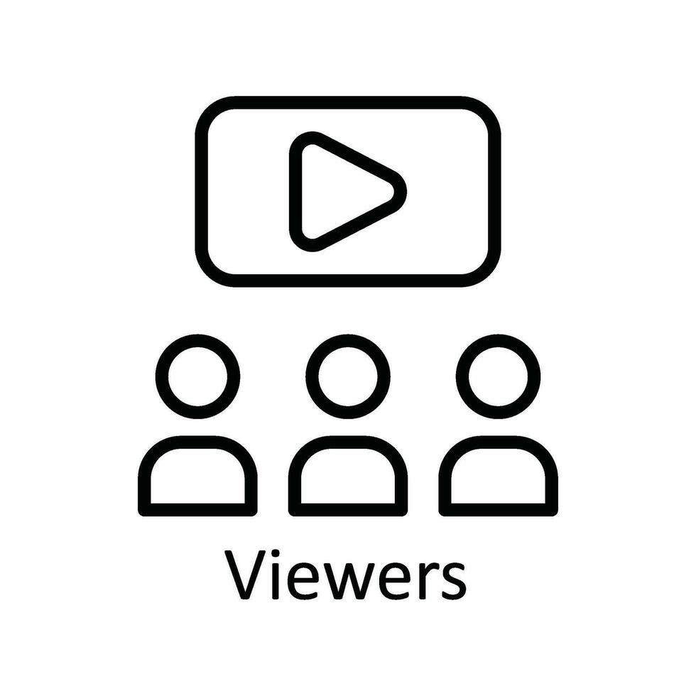 Viewers Vector  outline Icon Design illustration. Online streaming Symbol on White background EPS 10 File