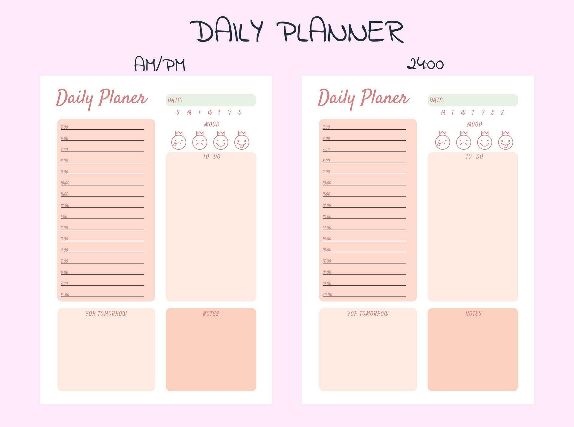 planners and to do list with home doodle decor illustrations. Template