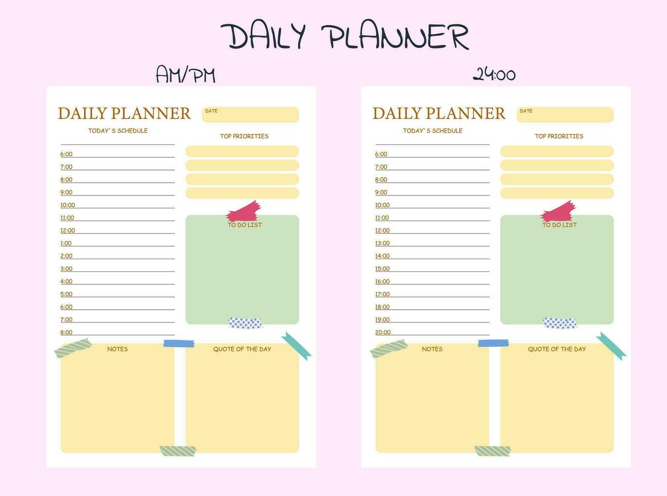 planners and to do list with home doodle decor illustrations. Template for agenda, schedule, planners, checklists, notebooks, cards and other stationery vector