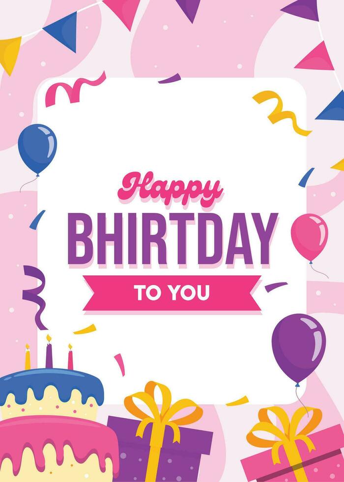 illustration vector Happy birthday greeting card with balloons and cake. Fit for background, banner, greeting card. Vector eps 10