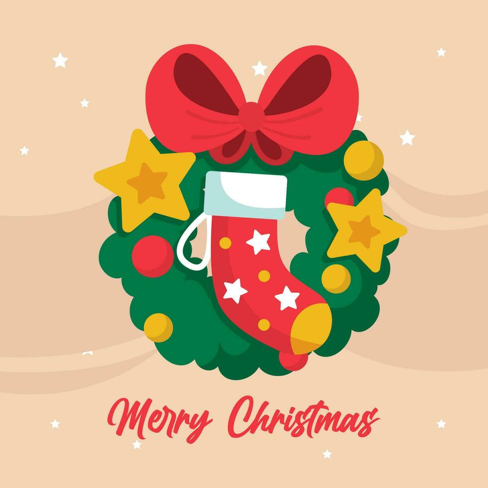 Illustration vector Merry Christmas greeting card, Background, Banner, Sticker. Vector eps 10