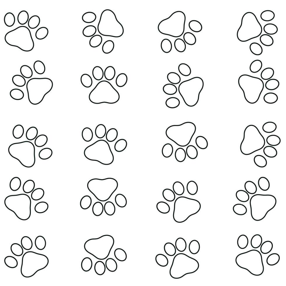 Pattern of animal paws silhouettes on white background vector